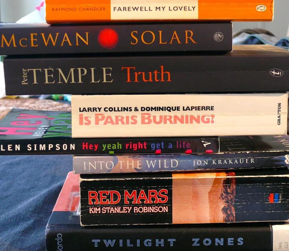 Book Spine Poetry - Farewell My Lovely Solar Truth